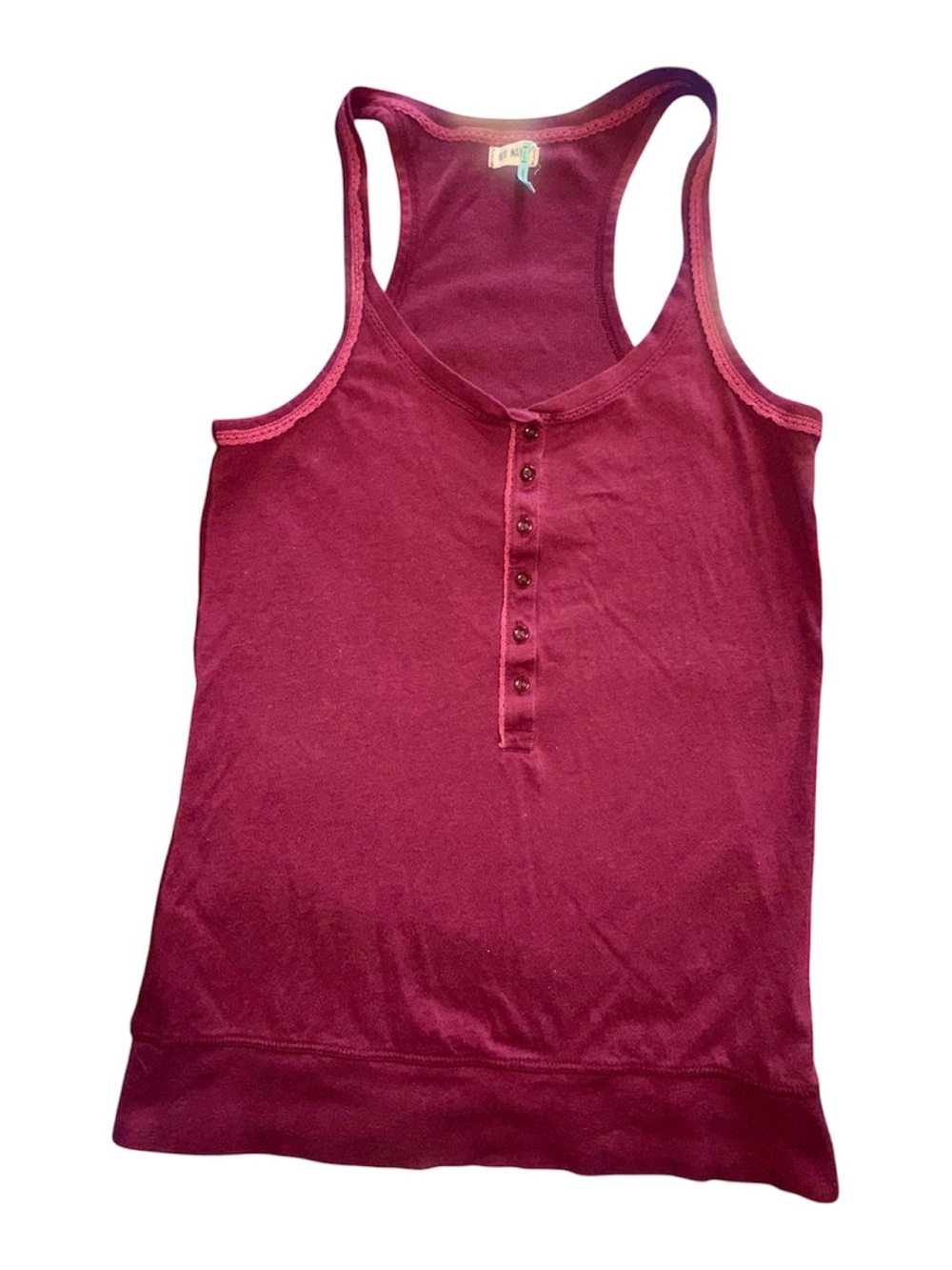Vintage! Y2K Old Navy Burgundy Ribbed Henley Tank Top!